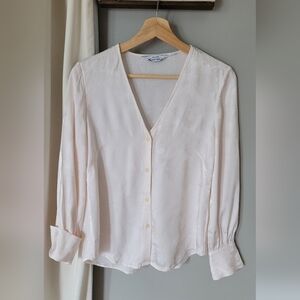 & OTHER STORIES SATIN BLOUSE SIZE 4 Cream Button-Up Blouse